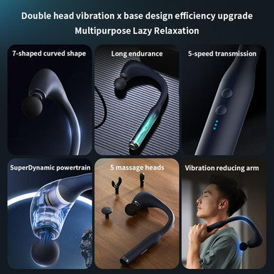 Massage Gun Deep Tissue With Long Handle For The Full Body,Pain Relief, Percussion Back Massager With 5 Massage Heads,Relax For Mom, Dad, Wife, Husband,Friends (Black)