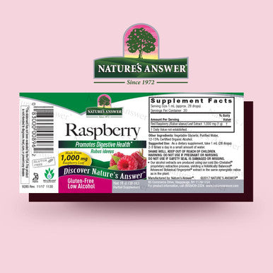 Nature'S Answer Low Organic Alcohol Raspberry Leaf Extract 1-Fluid Ounce nonGMO Kosher Gluten | Supports Health | Soothes Digestion