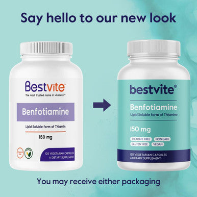 Bestvite Benfotiamine 150mg (120 Vegetarian Capsules) No Stearates - No Silicon Dioxide - Vegan - Non GMO - Gluten