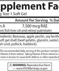 Carlson Vitamin A 25000 IU (7500 mcg RAE) with Pectin Vision Health Helps Night Vision Skin Health 300 Softgels