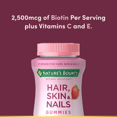 Nature's Bounty Optimal Solutions Hair Skin And Nails 2500 mcg 140 Gummies