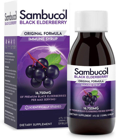 Sambucol Black Elderberry Syrup - Sambucus Elderberry Syrup, Black Elderberry Liquid, Immune Support, Elderberry Syrup For Kids And Adults, High Antioxidants, Gluten - Original Formula, 4 Fl Oz