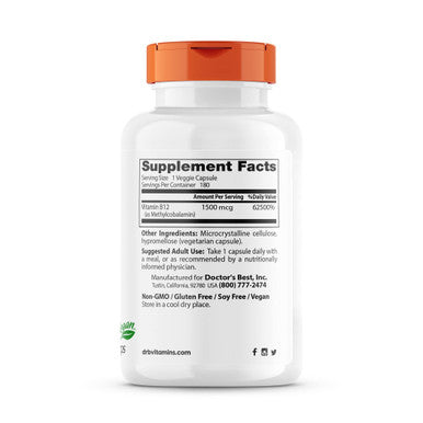 Doctor's Best Fully Active B12 1500 Mcg 180 Veg Caps