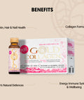GOLD COLLAGEN Pure - Collagen Supplements for Women & Men with Biotin for Hair Growth Skin and Nail - Anti Wrinkle Immune System Booster with Hyaluronic Acid Vitamin C B6 and Zinc 1 Pack 10x50 ml