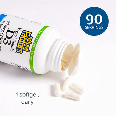Natural Factors Vegan Vitamin D3 2000 IU Supports Bone and Immune Health 90 Capsules