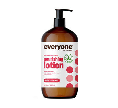 Everyone Nourishing Hand and Body Lotion 32 Ounce Pack of 2 Ruby Grapefruit PlantBased Lotion with Pure Essential Oils Coconut Oil Aloe Vera and Vitamin E Packaging May Vary