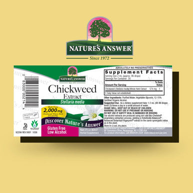 Nature'S Answer Chickweed Herb with Organic Alcohol 2-Fluid Ounces | Promotes Healthy Skin | Helps with Itchy Skin | Supports Skin Hydration