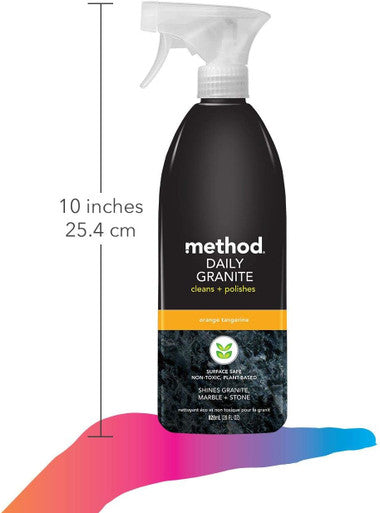 Method Daily Granite Cleaner Spray Orange Tangerine Plant-Based Cleaning Agent for Granite Marble and Other Sealed Stone 28 oz Spray Bottles (Pack of 8)