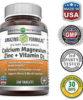 Amazing Formulas Calcium Magnesium Zinc + D3 Supplement 150 Tablets Non-Gmo Gluten- Made In Usa