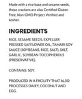 Sesmark Gluten Free Rice Thins Original - Non GMO Project Verified - 3.2 Oz - Crispy Rice Crackers with Sesame Seeds, Certified Gluten-Free and Kosher (Pack of 3)
