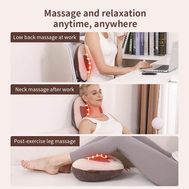 Rabbit Massage Pillow 3D, Acupressure Back Massager, Portable Full Body Heating Massage Pillow, Suitable For Back, Neck And Shoulders, Lightweight, Suitable For Young And Middle-Aged People