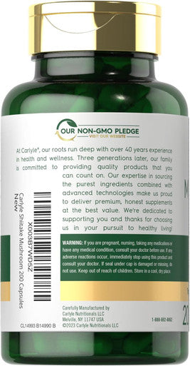 Carlyle Shiitake Mushroom Extract | 3000mg | 200 Capsules | Non-GMO Gluten