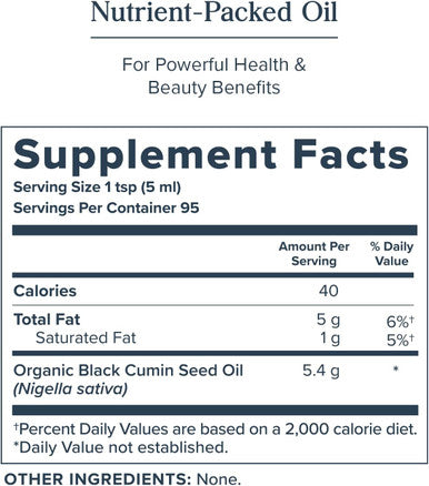 Heritage Store Black Seed Oil Organic Cold Pressed Nigella Sativa Supplement with Thymoquinone Omega 3 6 9 Antioxidant Immune and Joint Support Vegan 16oz