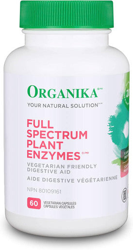 Organika Full Spectrum Plant Enzymes- Helps Break Down Carbs, Fat, Protein, Dairy- 60 Vcaps & Activated Charcoal- Homeopathic Charcoal, Digestive Support, Detox, Gas And Bloating Support- 90Vcaps