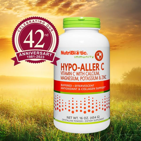 NutriBiotic HypoAller C Powder Vitamin C and Minerals 1300 Mg Vitamin C for Antioxidant and Collagen Support Buffered with Calcium Magnesium Zinc and Potassium Gluten and GMO 16 Oz