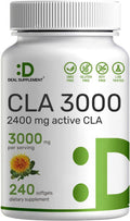Deal Supplement Ultra Strength CLA 3000mg | 240 Softgels Active Conjugated Linoleic Acid from Safflower Oil