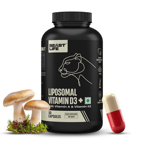 Beastlife Liposomal Vitamin D3 Plus With Vitamin A & Vitamin K2 For Immune Support Bone Health & Absorption Skin Support Calcium Utilization & Arterial Health Max 60 Capsules