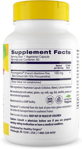 Healthy Origins Pycnogenol (Nature's Super Antioxidant) 100 mg, 120 Count