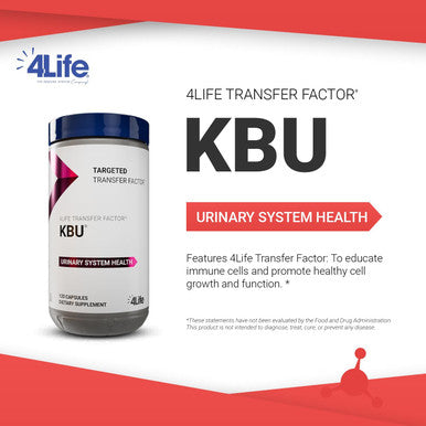 4Life KBU - Urinary Support Supplement Transfer Factor for Bladder & Kidney Health - Cranberry Blueberry Dandelion & Juniper Berry - Supports Immune System & Cleansing - 120 Veggie Capsules