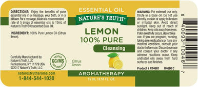 Nature's Truth Vitamins Essential Oil, Lemon, 0.51 Fluid Ounce