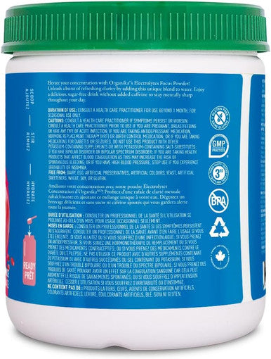 Organika Electrolytes Focus - Pomegranate Flavor Electrolytes Powder For Enhanced Concentration, Focus And Cognitive Stamina - Sugar, Coffee- Hydration - 180G - 30 Servings