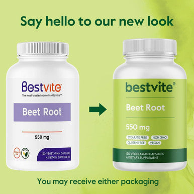 Bestvite Beet Root 550mg per Capsule (240 Vegetarian Capsules) (120 x 2) - No Stearates - No Maltodextrin - No Fillers - Vegan - Non-GMO - Gluten
