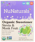 Nunaturals Organic Sweetener Stevia & Monk Fruit Sugar- Plant-Based Sugar Substitute 70 count