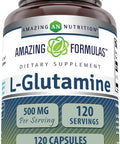 Amazing Nutrition Formulas L-Glutamine 500mg 120 Capsules Supplement | Non-GMO | Gluten | Made in USA