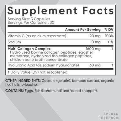 Multi Collagen Pills Type I II III V X Hydrolyzed Collagen Peptides with Hyaluronic Acid Vitamin C Contains 5 Types of Food Based Collagen NonGMO Verified Gluten