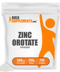 BulkSupplements Zinc Orotate Powder - Zinc Supplement for Immune & Skin Support - , Soy Free - 340mg (50mg of Zinc) (250 Grams - 8.8 oz)
