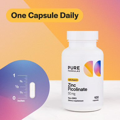 Pureformulas Zinc Picolinate 50 Mg - Immunity & Hormone Support - Bioavailable 50 Mg Zinc Supplement 100 Capsules