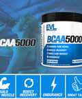 Evlution EVL BCAAs Amino s Powder - BCAA Powder Post Workout Recovery Drink and Stim Free Pre Workout Energy Drink Powder - 5g Branched Chain Amino s Supplement for Men - Unflavored Powder