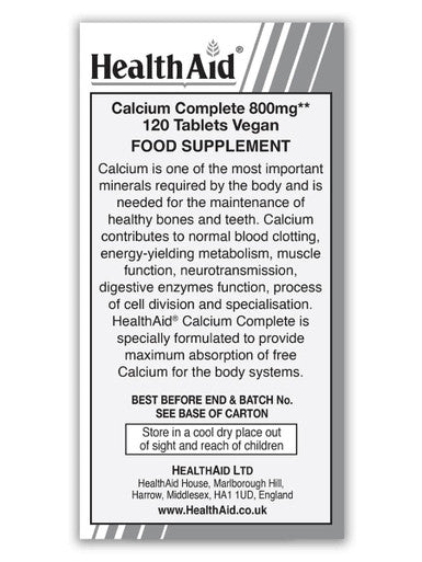 Health Aid Calcium Complete 800Mg 120 Tablets