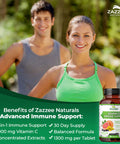 Zazzee Advanced Immune Support, 1300 Mg Per Tablet, 30 Vegan Tablets, 30 Day Supply, 1000 Mg Vitamin C, 1000 Mg Echinacea, 1000