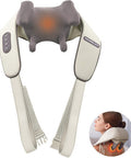 Cotsoco Neck Massager For Pain Relief Deep Tissue,6D Deep Kneading Massagers With 6 Massage Nodes,Rechargeable Neck Massager With Heat,Shiatsu Shoulder Massager,Like Human Hand,For Women
