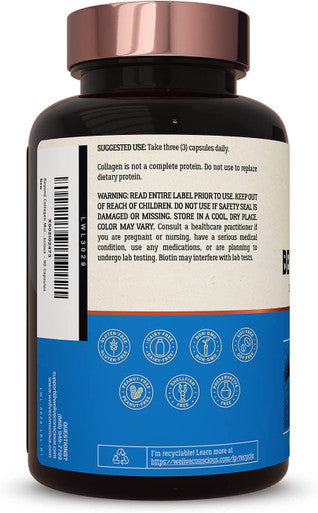 Live Conscious Beyond Collagen Multi Collagen Capsules - Types I, II, III, V & X | Hydrolyzed Blend with Biotin & Vitamin C for Hair, Skin, Nails 90 Capsules