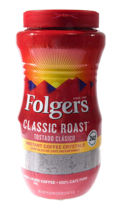 Folgers Instant Coffee Crystals, Classic Roast, 24 Ounces
