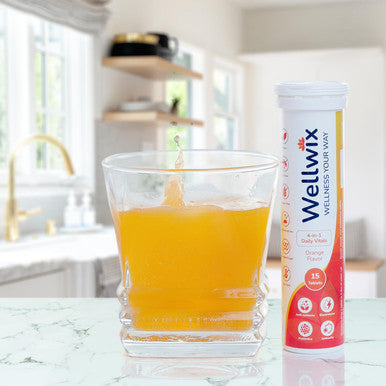 4-In-1 Daily Vitals For Wellness - Electrolytes, Immunity, Antioxidants And Probiotics. Vitamin C 1000 Mg, Sodium 200 Mg, Potassium 100 Mg, Vitamin D3, B12 And More. Effervescent Tablets
