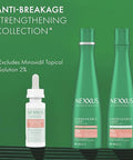 Nexxus Minoxidil Shampoo Conditioner & Leave-In Hair Serum Unbreakable Care 3 Pack With Biotin Keratin And Collagen Amino Acids 13.5 Oz 2 Fl Oz