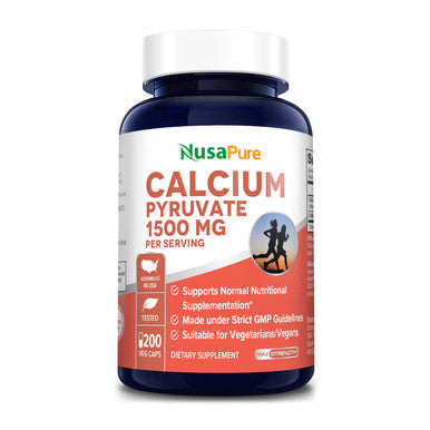 NusaPure Calcium Pyruvate 1500 mg 200 Vegetarian Caps (Non-GMO & ) - 750mg per caps