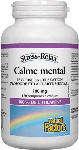 Natural Factors StressRelax Suntheanine LTheanine 120 Chewable Tablets