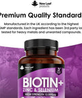 Biotin Hair Growth Vitamins 12,000Mcg D-Biotin Tablets Enriched With Zinc & Selenium Vegan Hair Skin & Nails Vitamins For Women And Men High Strength Hair Vitamins 6 Months Supply Uk Made - Leaf