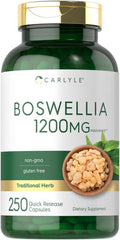 Carlyle Boswellia Extract Capsules 1200mg | 250 Count | Boswellia Serrata Complex with Black Pepper Extract | Non-GMO Gluten