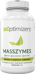 BiOptimizers - MassZymes 3.0 with AstraZyme - Digestive Enzyme Supplement for Better Absorption - Relief from Bloating, Constipation, and Gas - Contains Lipase, Amylase, and Bromelain, 250 Capsules
