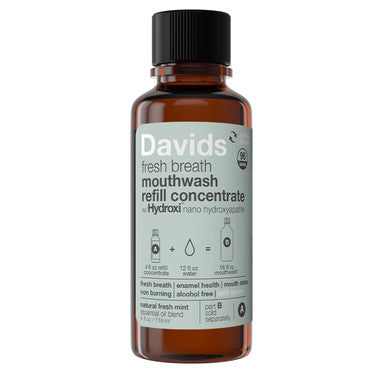 Davids Hydroxi Nano-Hydroxyapatite Mouthwash Refill Alcohol-Free Fluoride-Free Remineralizing for Sensitive Teeth & Enamel Health Gum Detox Relieves Dry Mouth Concentrate Makes 16 fl oz
