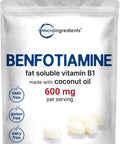 Micro Ingredients Vitamin B1 Benfotiamine 600mg Per Serving 240 Coconut Oil Softgels | Bioavailable B Vitamins Supplement Converted to Active Thiamine | Non-GMO Soy