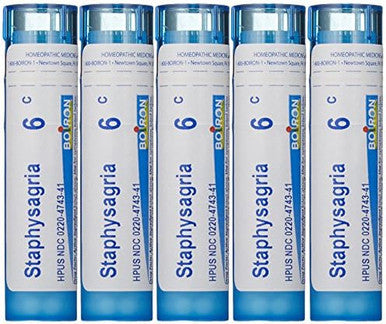 Boiron Staphysagria 6C (Pack Of 5) Homeopathic Medicine For Surgical Wounds