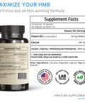 Vinatura Hmb 3000Mg And Vitamin D3 Supplement Capsules Per Serving *Usa Made & Tested* Promotes Muscle Growth & Recovery - Hmb
