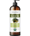velona USDA Certified Organic Olive Oil - 64 Fl Oz | 100% Pure and Natural Carrier Oil | Extra Virgin, Unrefined, Cold Pressed | Cooking, Dressing, Face, Hair, Body & Skin Care | Use Today - Enjoy Results