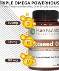 Pure Nutrition Flaxseed Oil 1000Mg With Omega 3 6 9 I 120 Veg Caps Naturally Providing 500Mg Alpha-Linolenic 134 Mg Linoleic And 188Mg Oleic Acid